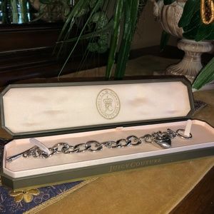 Juicy Couture Silver Banner Heart Charm Bracelet